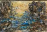Abstraction by Elvire Jan, 1971, Encre et aquarelle, sold Jun 2023