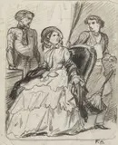 La visiteuse by Félix-Joseph Barrias, Crayon noir, sold May 2023