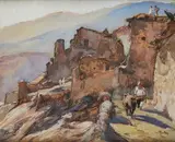 Vue de ruines animées by Henri Jean Pontoy, Pastel signé, sold May 2023
