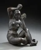 Femme nue aux raisins by Jean Ginier, Epreuve en bronze à patine noire, sold May 2023