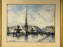 Place de la Concorde by Frank-Will, Aquarelle, sold Mar 2023