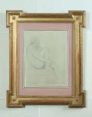 Baigneuse by William-Adolphe Bouguereau, 1878, Crayon noir et rehauts de blanc sur papier beige, sold Oct 2024