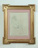Baigneuse by William-Adolphe Bouguereau, 1878, Crayon noir et rehauts de blanc sur papier beige, sold Oct 2024