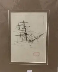 Etude de bateau by Henri Royer, Crayon, sold Oct 2024