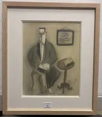 Homme au guéridon by Roger de La Fresnaye, Crayon Porte au dos signature, sold Oct 2024