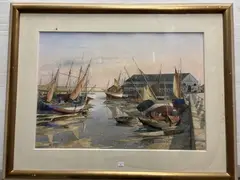 Port à marée basse by Hervé Richard, 2001, Aquarelle, sold Oct 2024