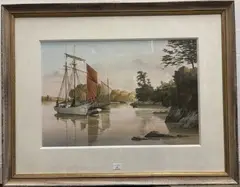 Bateau sur la rivière by Hervé Richard, 1999, Aquarelle, sold Oct 2024