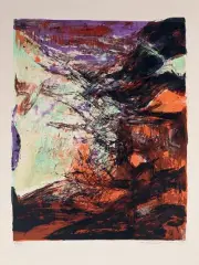 Composition by Zao Wou-ki, 1974, Lithographie en couleurs sur vélin, sold Jun 2024