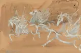 Trois chevaux ailés by Hassan El Glaoui, Gouache, sold Jun 2024