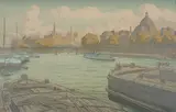 L'Institut et la Cité by Henri Rivière, 1900, Lithographie couleurs, sold Jun 2024