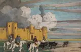Gardian devant Aigues-Mortes by Édouard Doigneau, Gouache et aquarelle, sold Jun 2024