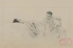 Marin veillant son camarade by Henri Royer, Crayon, sold Jun 2024