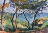 Port Puce , Sauzon by Franck Sordot, Aquarelle, sold Jun 2024