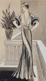 Élégante by Jean Dupas, 1936, Encre de Chine et lavis d'aquarelle sur papier (restaurations), sold Jun 2024