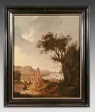 Promeneur près d'une tour by Daniel van Heil, Panneau de chêne parqueté, sold Jun 2024