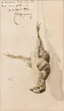 Nature morte au poussin de perdreau by Henri Harpignies, 1865, Aquarelle et mine de plomb sur papier monogrammée et datée, sold Jun 2024