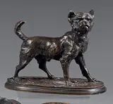 Chien Griffon by Pierre-Jules Mêne, Bronze à patine brune signé en creux sur la terrasse, sold Jun 2024