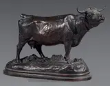 Vache by Isidore Bonheur, Bronze à patine brune signé en creux sur la terrasse, sold Jun 2024
