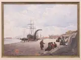 Les docks sur la Neva à Saint Pétersbourg by Peter Sikstovich Seitgoff Ou Syteff, 1897, Aquarelle sur papier signée en bas à gauche en cyrillique «P : Seïtgoff» et datée «(18)97», sold Jun 2024