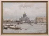 La cathédrale Saint Isaac vue depuis la Neva by Alexander Karlovic Beggrov, 1897, Aquarelle sur papier signée en bas à droite «A, sold Jun 2024