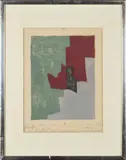 Composition rouge, verte et bleue by Serge Poliakoff, 1961, Lithographie en couleurs sur BFK Rives Bon à tirer et diverses annotations à l'encre bleue, sold Jun 2022