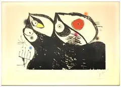 Les Hirondelles by Joan Miró, 1973, Eau-forte et aquatinte en couleurs sur vélin d'Arches numérotée et signée au crayon en bas, sold Jun 2022