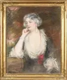 Elégante aux roses by Louise Lavrut, Pastel sur papier, sold Apr 2022
