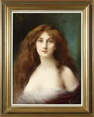 Portrait de femme aux cheveux défaits by Angelo Asti, Toile signée en bas à droite: A, sold Apr 2022