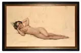 Léon LAUNAY (Français, 1890-c1956) Nu féminin allongé by Léon Launay, Fusain, mine de plomb et sanguine sur papier signé en bas à gauche, sold Mar 2022