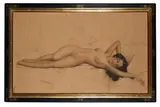Léon LAUNAY (Français, 1890-c1956) Nu féminin allongé by Léon Launay, Fusain, mine de plomb et sanguine sur papier signé en bas à droite, sold Mar 2022