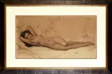 Léon LAUNAY (Français, 1890-c.1956) Femme nue allongée by Léon Launay, Fusain, mine de plomb et sanguine sur papier signé en bas à gauche, sold Mar 2022