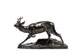 Chevreuil by Maximilien Louis Fiot, Bronze à patine brune signé sur la terrasse, fonte ancienne, sold Feb 2022