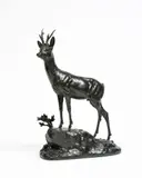 Chevreuil sur un rocher by Clovis Masson, Bronze à patine brun vert, sold Feb 2022