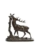 Cerf à la feuille by Pierre-Jules Mêne, Bronze à patine brune nuancé, sold Feb 2022