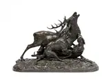 Hallali du cerf à l’équipage du Prince de Wagram by Pierre-Jules Mêne, Bronze à patine brune, fonte ancienne, sold Feb 2022