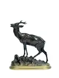 Brocard sur un tertre rocheux by Clovis Masson, Bronze à patine brune et doré, sold Feb 2022