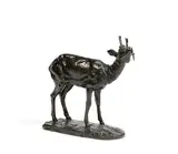 Chevreuil mangeant une branche by Albert-Pierre Laplanche, Bronze à patine brune, fonte ancienne signé sur la terrasse Dédicacé en dessous : offert à, sold Feb 2022