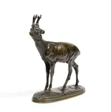 Pierre-Jules MÊNE (1810 - 1879) Le brocard by Pierre-Jules Mêne, 1859, Bronze à patine brun clair, fonte ancienne, sold Feb 2022