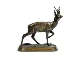 Chevreuil by Isidore Bonheur, Bronze à patine brun claire, fonte ancienne signée sur la terrasse, fondeur J, sold Feb 2022