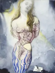 FEMME À LA ROSE by Salvador Dalí, 1967, Gouache, aquarelle, encre de chine et mine de plomb sur papier, sold Nov 2021