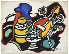 FERNAND LEGER (1881-1955) NATURE MORTE À LA MANDOLINE by Fernand Léger, 1948, Gouache et encre sur papier, sold Nov 2021