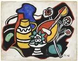 FERNAND LEGER (1881-1955) NATURE MORTE À LA MANDOLINE by Fernand Léger, 1948, Gouache et encre sur papier, sold Nov 2021