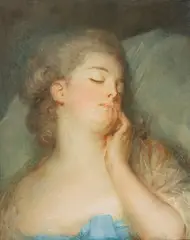 JEAN BAPTISTE PERRONNEAU V.1715 - Amsterdam 1783) Portrait de Madame Perronneau endormie by Jean-Baptiste Perronneau, 1767, Pastel, sold Nov 2021