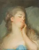 JEAN BAPTISTE PERRONNEAU V.1715 - Amsterdam 1783) Portrait de Madame Perronneau endormie by Jean-Baptiste Perronneau, 1767, Pastel, sold Nov 2021