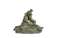 Homme et trois sirènes by Raoul Larche, Bronze à patine verte signé cire perdue, Susse Fondeur Paris, sold Nov 2021
