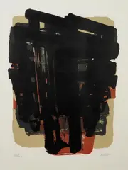 LITHOGRAPHIE N°8 by Pierre Soulages, 1958, Lithographie en couleurs signée en bas à droite et numérotée, sold Dec 2020