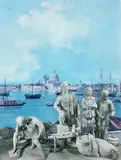 SCULPTURES OF OPPRESSION AND REVOLT, 1976 (SERIE LES CHINOIS A VENISE) by Gudmundur Erro, Collage sur papier signé et daté en bas à gauche, sold Dec 2020