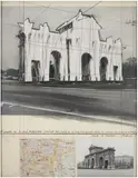 PUERTA DE ALCATA, WRAPPED, PROJECT FOR MADRID by Christo, 1981, Collage de tissu, fil et photos sur fond lithographique signée en bas à gauche et numéroté, sold Dec 2020