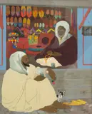 L'échoppe à Fès by Ketty Carré, 1923, Gouache sur carton, sold Nov 2025