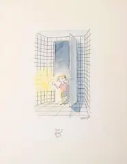 La petite fille à la cigarette by Jean-Jacques Sempé, 2007, Crayon, encre et aquarelle sur papier, sold Nov 2025